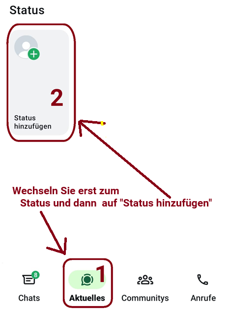 Anleitung Status bei WhatsApp einstellen